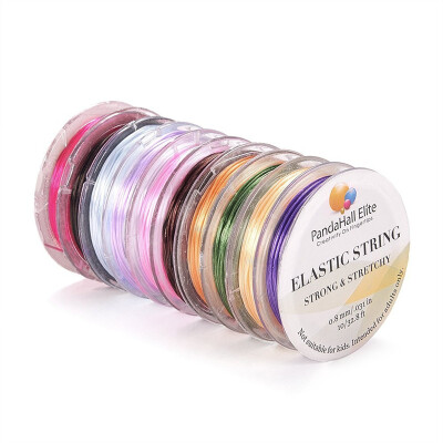 

PH PANDAHALL 10Rolls Elastic Fibre Wire Beading Cords Threads Diameter 08mm for Jewelry&Craft