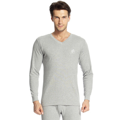 

Seven wolves thermal underwear mens cotton autumn clothes mens autumn&winter invisible V-neck bottoming shirt thin section 98986 black 3XL