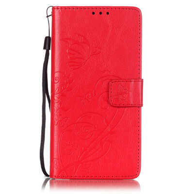 

Red Flower Design PU Leather Flip Cover Wallet Card Holder Case for HUAWEI P9lite