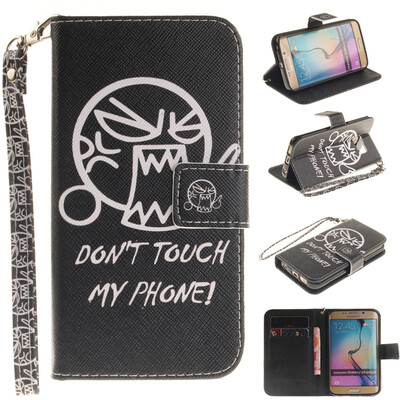 

Do not touch me Design PU Leather Flip Cover Wallet Card Holder Case for SAMSUNG GALAXY S6 Edge