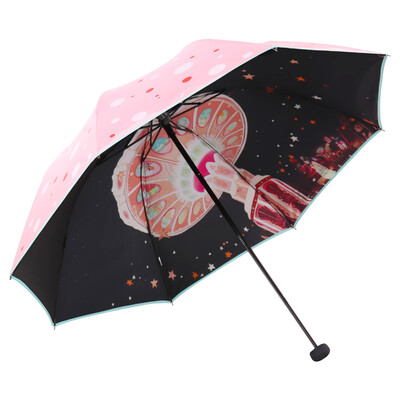 

[Jingdong Supermarket] Paradise umbrella UPF50 + hit cloth black rubber double-sided transfer three fold mushroom sunny umbrella sun umbrella green 30135ELCJ