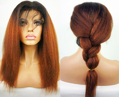 

Top Quality Ombre Italian Kinky Yaki Full Lace Wig with Baby Hair Glueless Full Lace Wig Virgin Human Hair Free Shipping