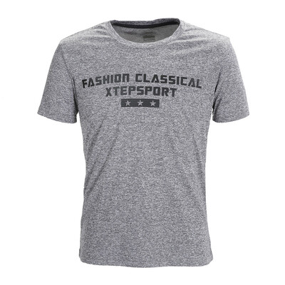 

XTEP Men&39s Sports Tops Comfortable Round T-Shirt T-Shirt Light Breathable Short Sleeve T-Shirt 883129019081 Gray Black M