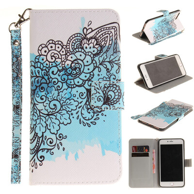 

Butterfly flowers Design PU Leather Flip Cover Wallet Card Holder Case for IPHONE 7 Plus