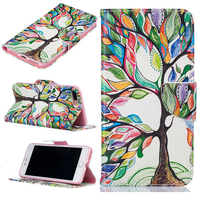 

Красочные дерева Дизайн PU кожа флип Обложка Кошелек Карты Держатель чехол для IPhone 7 Plus