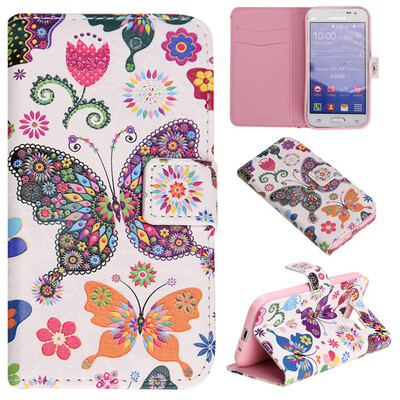 

Colorful Butterfly Design PU Leather Flip Cover Wallet Card Holder Case for SAMSUNG GALAXY CORE Prime G360