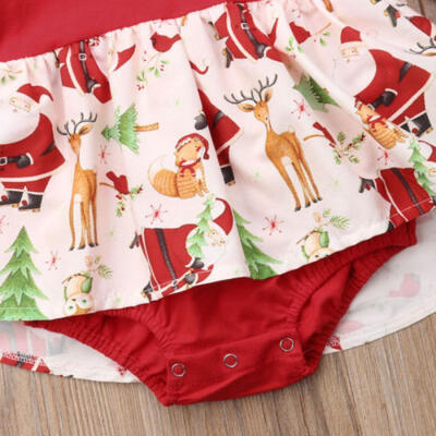 

Newborn Infant Baby Girl Christmas Bodysuit Romper Skirts 2Pcs Outfits Clothes