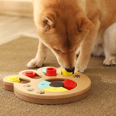 

Food Treated Wooden Toy Dog Seek-A-Treat Puzzle IQ Training Toy Bone Shape Educational Games Plate Toy for Dog Puppy