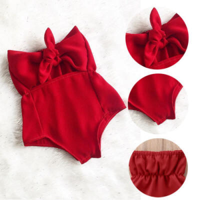 

Newborn Toddler Baby Girl Casual Bowknot Summer Romper Off Shoulderer Bodysuit