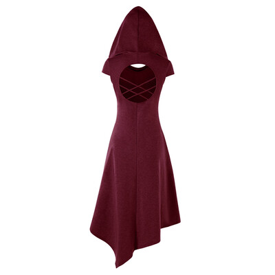 

Asymmetrical Hooded Cut Out Midi Dress