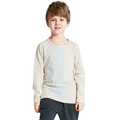 

TINSINO) children's clothing spring new children in children's long-sleeved T-shirt boy wild round neck shirt shirt shirt THY9041009 flower gray 130
