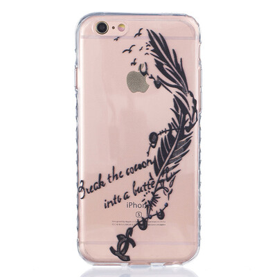 

Black feathers Pattern Soft Thin TPU Rubber Silicone Gel Case Cover for IPHONE 6/6S