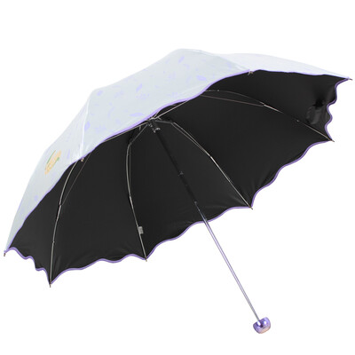 

[Jingdong Supermarket] Paradise umbrella color feathers flying mercerized velvet black silk silk twisted three fold mushrooms sunny umbrella sun umbrella silver purple 33295E