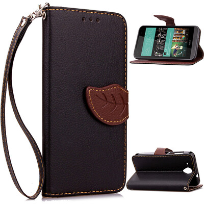 

Black Design PU Leather Flip Cover Wallet Card Holder Case for HTC Desire 520