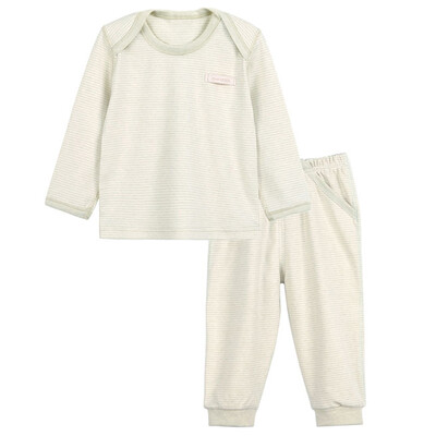 

Xin Song baby color cotton envelope collar suit newborn spring&autumn color cotton underwear shirt pants suit natural green C300D66