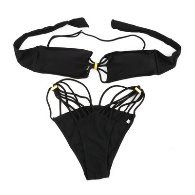 

2pcs SEXY черный проложенный Fringe бретелек Dolly Бикини Купальники Купальники