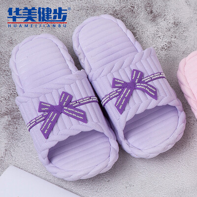 

Colorful walking slippers female sandals cute Japanese girls color matching comfortable soft home bathroom outdoor beach cute bow HM071 purple 36-37