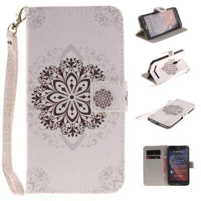 

Datura flowers Design PU Leather Flip Cover Wallet Card Holder Case for ASUS ZenFone 2 ZE551ML