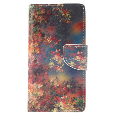 

Colorful flowers Design PU Leather Flip Cover Wallet Card Holder Case for Sony Xperia M4