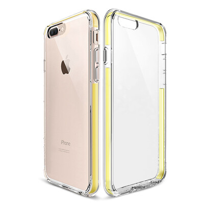 

Qiqmok iphone7plus mobile phone shell / protective shell Apple 7plus mobile phone case / protective cover silicone drop all-inclusive high-definition variable series transparent gold frame