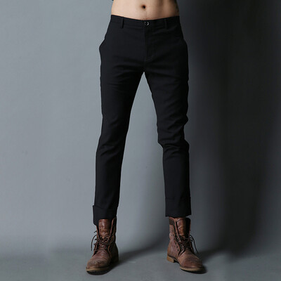 

YOMS гетеросексуальных мужчин случайных брюки мужчина хлопок тканые брюки носили только Slim спортивных сплошного цвета брюки приток мужчин в черном XL180 02265