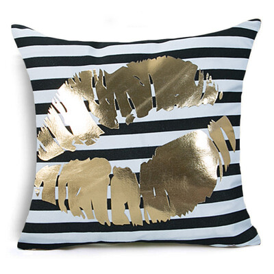 

KING&QUEEN Bronzing Cushion Cover LOVE Kiss Cotton Polyester Geometric Printed Lips Home Decorative Pillow Cover Pillowcase