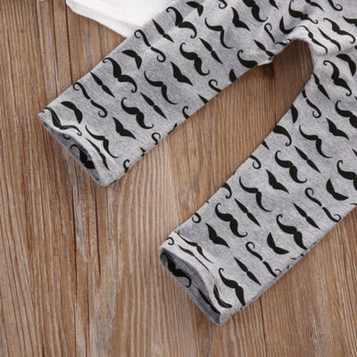 

USA 3Pcs Newborn Baby Boy Romper Tops Long Pants Hat Outfits Clothes 0-18M