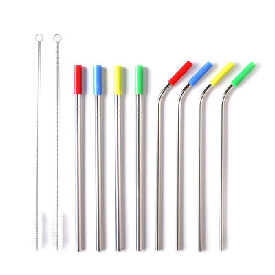 

UpperX Reusable Steel Straw Reusable 4 Straight 8mm4 Bent 6mm2 Clean Brushes 290mm Metal Drinking Cocktail&HotCold Drinksws