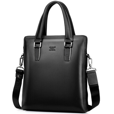

Seven wolves SEPTWOLVES shoulder bag men&39s first layer of leather Messenger bag men&39s big bag 1A1922041-01 black