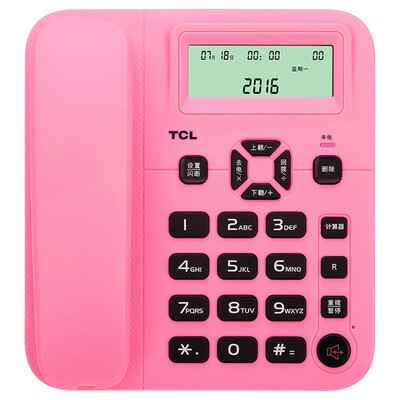 

TCL181 телефон стационарный идентификатор вызывающего абонента свободный аккумулятор громкой связи настенный набор мелодий и настройка громкости будильник домашний офис с двухсторонним интерфейсом фиксированный телефон (порошок Барби)