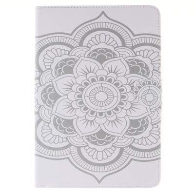 

White flowers Style Embossing Classic Flip Cover with Stand Function and Credit Card Slot for SAMSUNG Galaxy Tab E T560