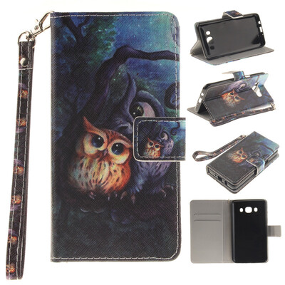 

Oil painting owl Design PU Leather Flip Cover Wallet Card Holder Case for SAMSUNG GALAXY J5 2016 /J510