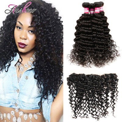 

Lace Frontal With Bundles 13*4 Ear To Ear Lace Frontal Closure With Deep Bundles 8A Malaysian Virgin Hair Bundles With Frontal