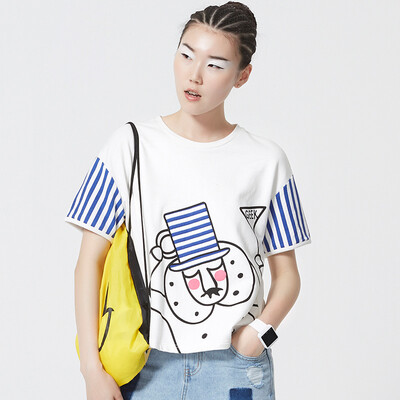 

Начало TOYOUTH Полосатая печать с коротким рукавом Футболка 8620131022C Голубая белая полоса M