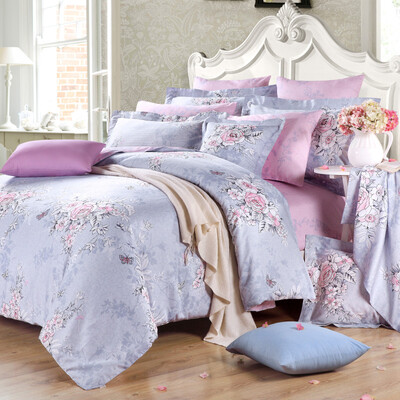 

BoYing Home Textiles BEYOND Bedding Set Double Cotton Pure Cotton Striped Bed Sheets Four Pieces 18m Bed Happy Flowering 220 240cm