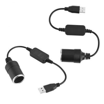 

USB Port to 12V 8W Car Cigarette Lighter Socket Converter Adapter Male to Female