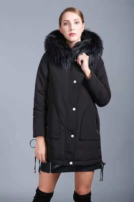 

New large fur collar down jacket womens long section autumn&winter thick white duck down hooded high-end to overcome