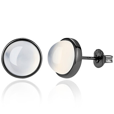 

White Stone Stud Earrings For Women Fashion Bride Party Jewelry Anniversary Gifts Black Ear Studs G70