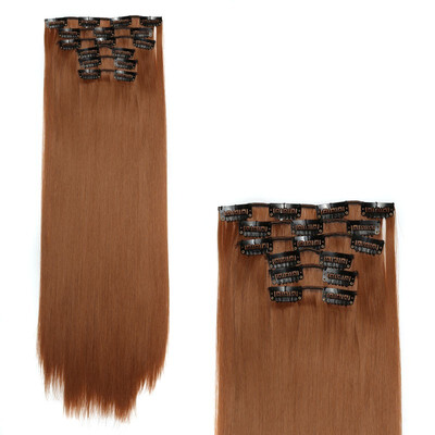 

Wiginway 24" Straight 6 PCS Set Thick Hairpiece Clips in on Synthetic Hair Extensions Hair pieces for Women 16 Clips
