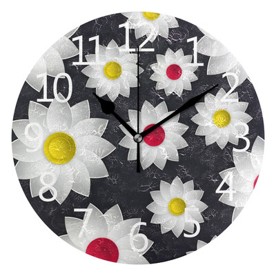 

Wall Clock Arabic Numerals Design 3D Floral Pattern Round