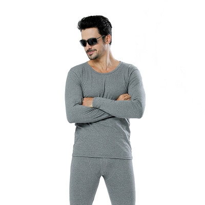 

LangSha mens thin couple large size cotton sweater thermal underwear set solid color