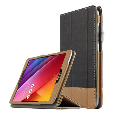 

Cool Zeno ZenPad Z580CA Case Triangle Leather Case / Bracket Holder ASUS ZenPad Z580CA Plate Protection Case 8-inch Pinyin - Black