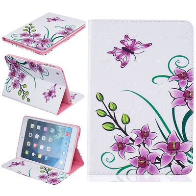 

Розовая бабочка Стиль тиснение Классический откидная крышка с функцией подставки и слот для кредитных карт для iPad Mini 123