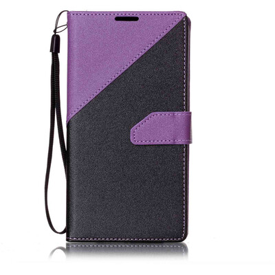 

Черный + фиолетовый дизайн PU кожаный бумажник чехол Классический откидная крышка с подставкой Функция и слот кредитной карты для