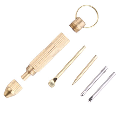 

Gold 4 in1 Multi Tool Set Cross Screwdriver Toothpick Ear Pick Pin Key Chain