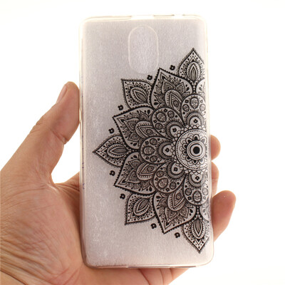 

Black half flower Pattern Soft Thin TPU Rubber Silicone Gel Case Cover for Lenovo Vibe P1M