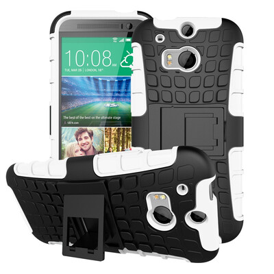 

Fivice HTC One 2 M8 Case TPU anti-fall tire pattern back clip bracket phone case