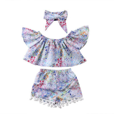 

3PCS Newborn Kids Baby Girl Romper TopsShorts PantsHeadband Outfit Clothes UK