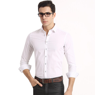 

Xiangsiniao Shirt Men Pure Color Business Cotton Long Sleeve Shirt