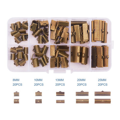 

PH PANDAHALL 100 Pcs Iron Ribbon Bracelet Bookmark Pinch Crimp Clamp End